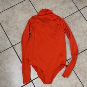 SKIMS Orange Long Sleeve Bodysuit High-Cut One Piece